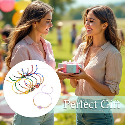 6Pcs 6 Colors Alloy Enamel Link Bracelets for Women BJEW-TAC0042-1