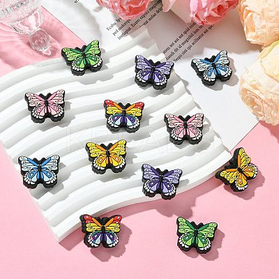 12Pcs 6 Styles Butterfly Food Grade Eco-Friendly Silicone Beads SIL-CJ0001-89-1