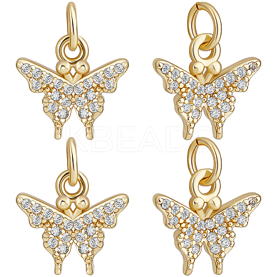 6Pcs Brass Micro Pave Cubic Zirconia Charms KK-BBC0016-80B-1