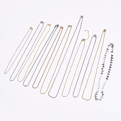 Mixed Style Stainless Steel & Brass Chain Necklaces STAS-XCP0001-29-1