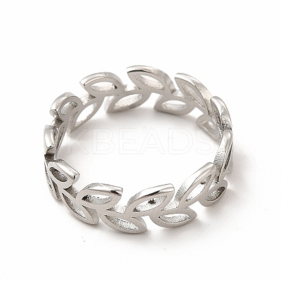 Non-Tarnish 304 Stainless Steel Hollow Out Leafy Branch Finger Ring for Women RJEW-B027-06P-1