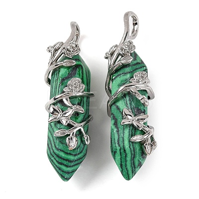 Synthetic Malachite Double Terminal Pointed Pendants G-C144-03P-09-1