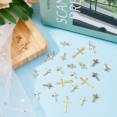 36Pcs 6 Style Long-Lasting Plated Brass Charms KK-FH0005-19-1