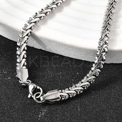 5MM 304 Stainless Steel Wheat Chain Necklaces for Men STAS-V011-02P-1