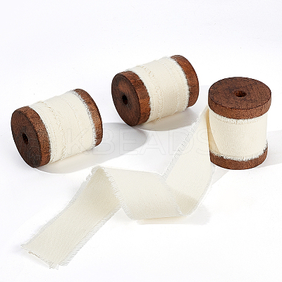 5 Yards Cotton Frayed Fringe Ribbon OCOR-WH0081-37-1