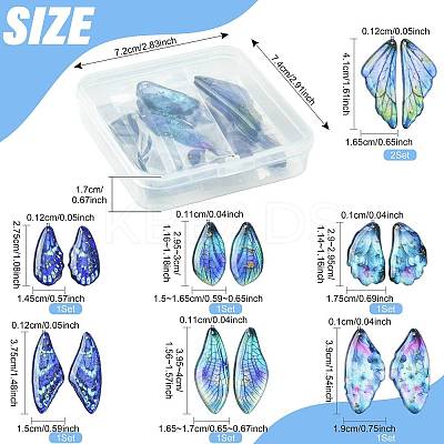16Pcs 7 Styles Transparent Epoxy Resin Pendants RESI-FS0002-33A-1
