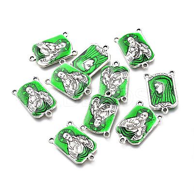 Antique Silver Plated Alloy Enamel Links LS-ENAM-H325-01AS-1