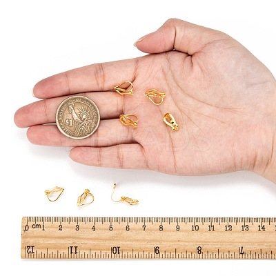 Brass Clip-on Earring Findings for Non-Pierced Ears X-EC110-G-1
