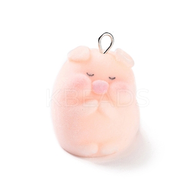 Flocking Resin Cute Pendants RESI-A040-02E-1