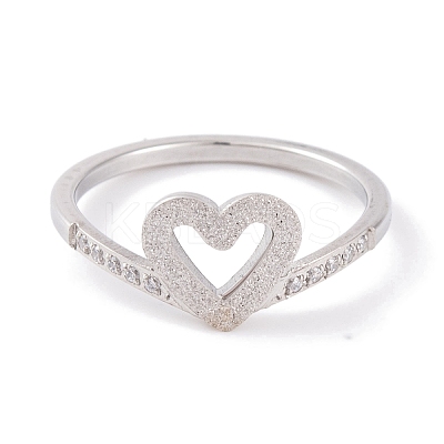 304 Stainless Steel Heart Finger Ring for Women RJEW-C086-06-P-1