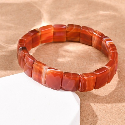 Dyed & Heated Natural Carnelian Faceted Beaded Stretch Bracelets for Women BJEW-K251-08G-1