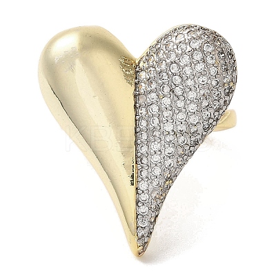 Brass Micro Pave Cubic Zirconia Cuff Rings for Women RJEW-G325-12GP-1