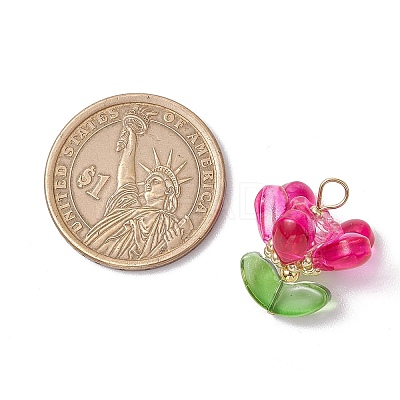 Glass Flowers Pendants PALLOY-MZ00630-1