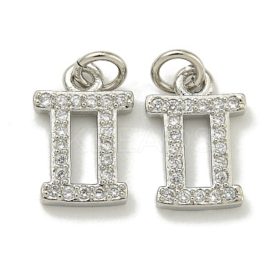 Rack Plating Brass Micro Pave Cubic Zirconia Pendants KK-K386-02E-P-1