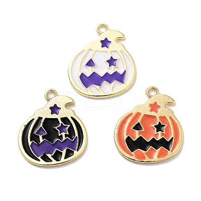 Halloween Theme Rack Plating Alloy Enamel Pendants PALLOY-F311-02G-1