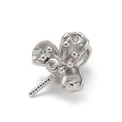 925 Sterling Silver Pave Clear Cubic Zirconia Flower Pendant Bails STER-P068-06P-1