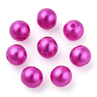 Spray Painted ABS Plastic Imitation Pearl Beads OACR-T015-05B-14-1