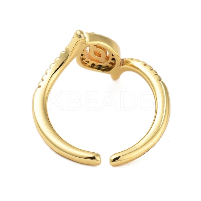Brass Pave Cubic Zirconia Cuff Rings RJEW-U012-04G-05-1