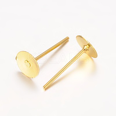 Golden Plated Iron Flat Base Ear Stud Findings X-E013-G-1