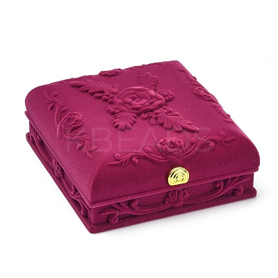Rose Flower Pattern Velvet Jewelry Set Boxes VBOX-O003-04-1