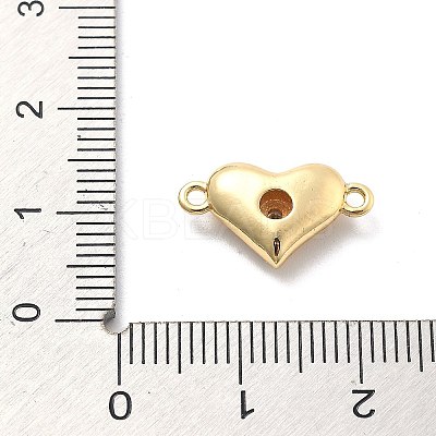 Rack Plating Brass Clear Cubic Zirconia Heart Connector Charms KK-Q017-24G-1