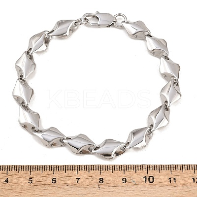 304 Stainless Steel Rhombus Link Chain Bracelets for Men Women BJEW-G766-03P-01-1