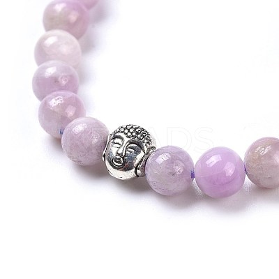 Natural Kunzite Braided Bead Bracelets BJEW-JB04243-01-1