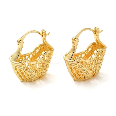 Hollow Basket Brass Hoop Earrings for Women EJEW-G399-03C-G-1