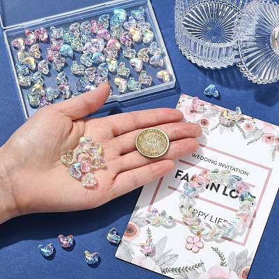 100Pcs 5 Colors UV Plating Transparent Acrylic Beads MACR-YW0004-89-1