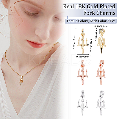9Pcs 3 Colors Rack Plating Real 18K Gold Plated Brass Pendants KK-BBC0002-93-1
