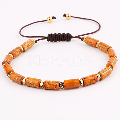 Column Natural Imperial Jasper Beaded Bracelets KU7824-1-1