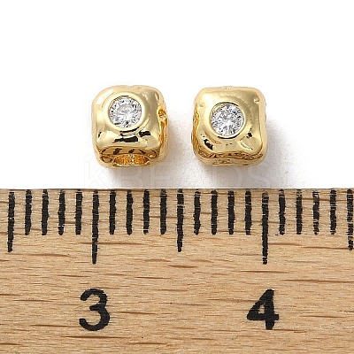 Brass Micro Pave Cubic Zirconia Beads KK-P256-09G-01-1