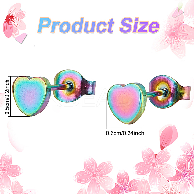 8Pcs 4 Colors Iron Heart Stud Earrings for Women EJEW-AN0002-86-1