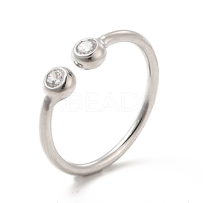 Clear Cubic Zirconia Open Cuff Ring RJEW-G274-01P-1