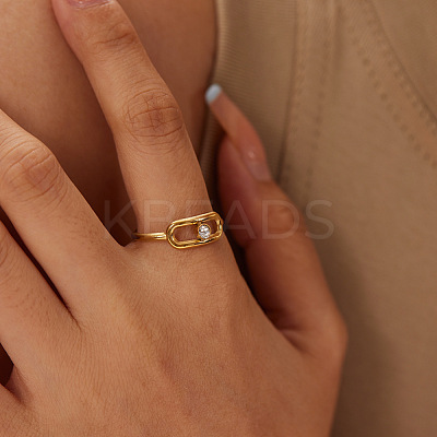 Fashionable Stainless Steel Clear Cubic Zirconia Hollow Rectangle Cuff Rings for Women XE1808-1