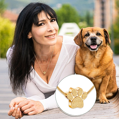 Paw Print Urn Ashes Necklace NJEW-WH0024-01G-1