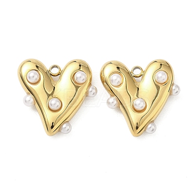 304 Stainless Steel with ABS Plastic Pearl Pendants STAS-G371-17G-1