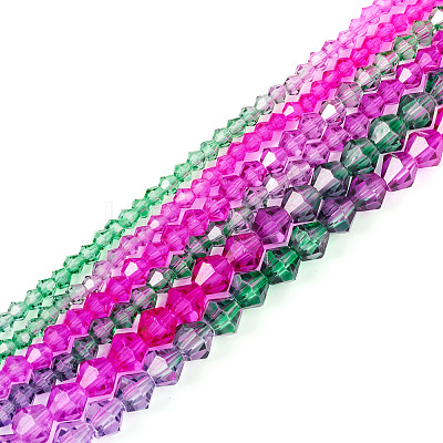 12 Strands 3 Styles Gradient Color Baking Paint Glass Bead Strands DGLA-TA0001-21F-1
