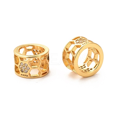Soccer Seasons Brass Micro Pave Clear Cubic Zirconia European Beads ZIRC-P086-37G-1