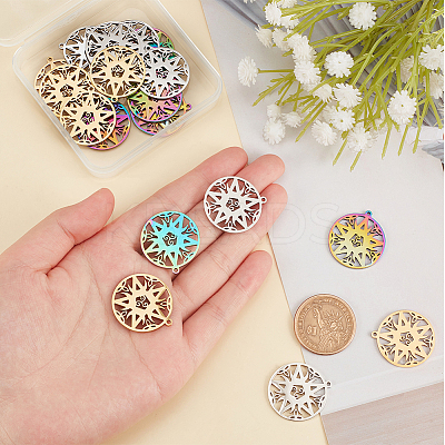 18Pcs 3 Colors 304 Stainless Steel Pendant STAS-DC0012-38-1