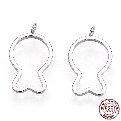 Rhodium Plated 925 Sterling Silver Charms STER-T004-67P-1
