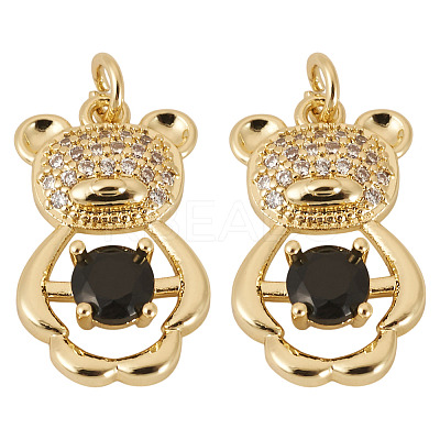 2Pcs Brass Micro Pave Cubic Zirconia Pendants KK-TA0002-81C-1