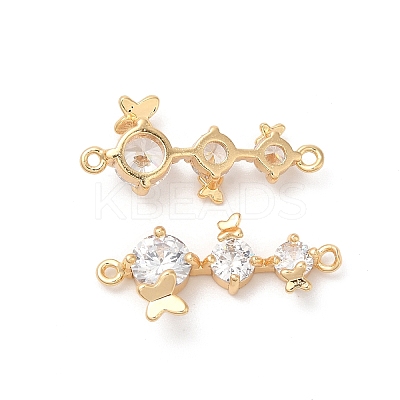 Brass Connector Charms with Clear Glass KK-B074-67G-1