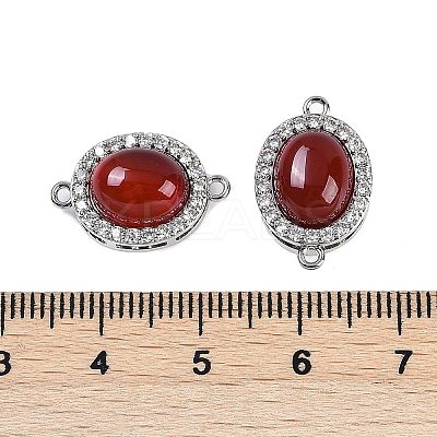 Natural Carnelian(Dyed & Heated) Oval Connector Charms KK-U043-50P-01-1