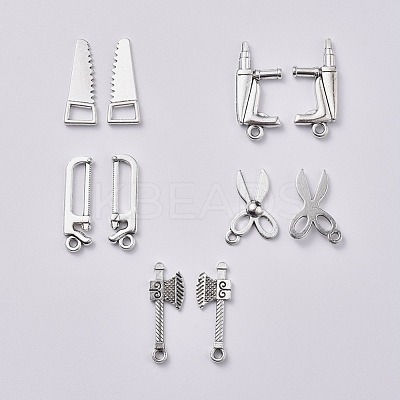 Mixed Tools Metal Charms Tibetan Style Alloy Pendants TIBEP-X0185-71AS-1
