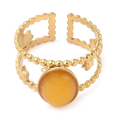 Oval Natural Agate Finger Rings RJEW-Z057-11G-06-1