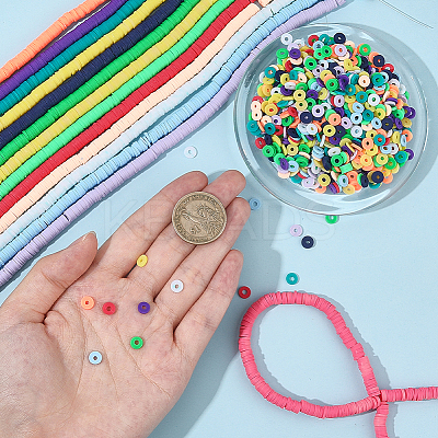 14Strands 14 Colors Handmade Polymer Clay Beads Strands CLAY-PA0001-06-1