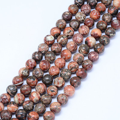 Natural Leopard Skin Jasper Beads Strands X-G-J358-05-6mm-1