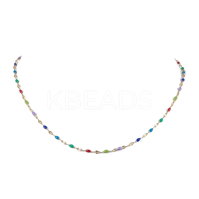 304 Stainless Steel Enamel Link Chains Necklaces NJEW-JN04788-1
