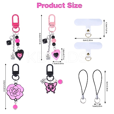 4Pcs Alloy Enamel Mobile Strap DIY-SZ0009-98-1